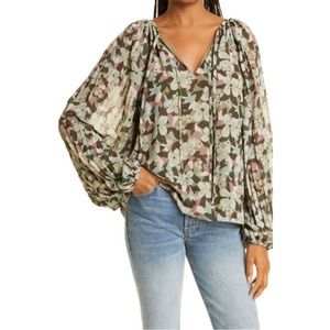RAMY BROOK Cornelia Floral Blouse with Balloon Sleeves Medium like new